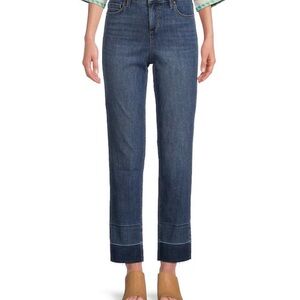 Straight Leg High Rise Frayed Ankle Hem Jean